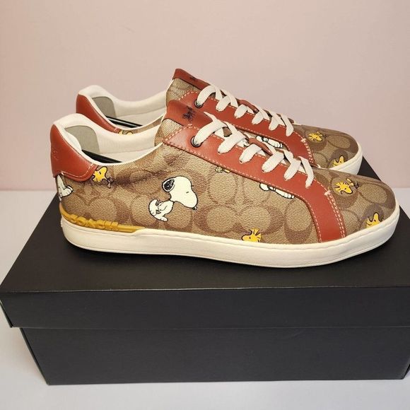 NIB CF162 COACH PEANUTS CLIP LOW TOP SNEAKERS SNOOPY WOODSTOCK MEN'S 10 D - Picture 4 of 6
